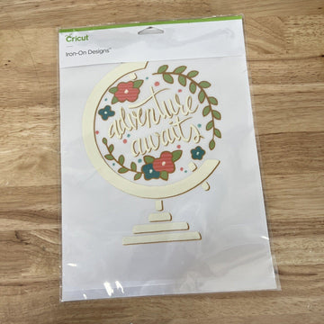 CRICUT Iron-On Designs EasyPress TRAVEL GLOBE ADVENTURE AWAITS