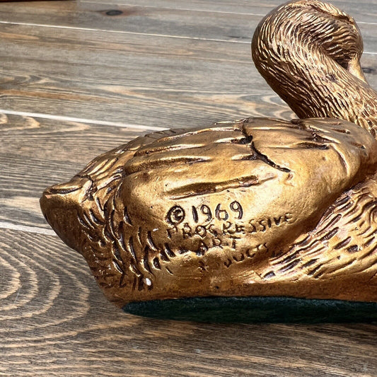 Vintage 1969 Golden Duck Home / Office Decor Piece - Progressive Art Products 5”