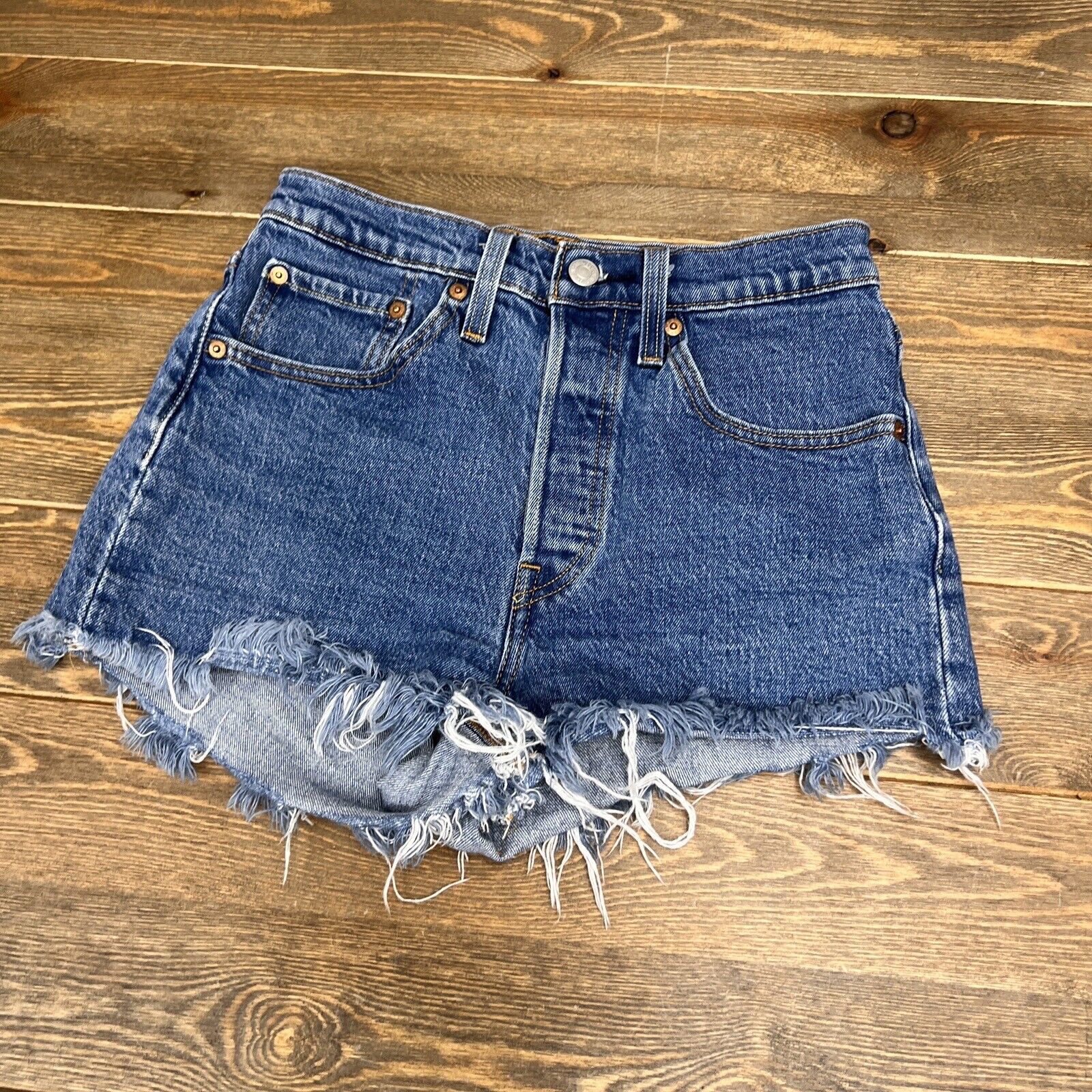 Levi’s 501 High Waist Cutoff Denim Shorts Fault Line Women's Sz W26