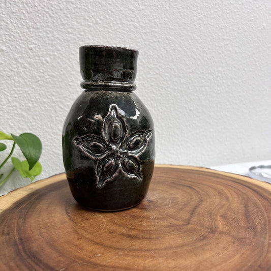 Vintage Green Glazed Art Pottery Small Flower Vase Decor