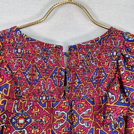 ANTHROPOLOGIE - MEADOW RUE - Geometric Paisley Flutter Sleeve Blouse Sz 0