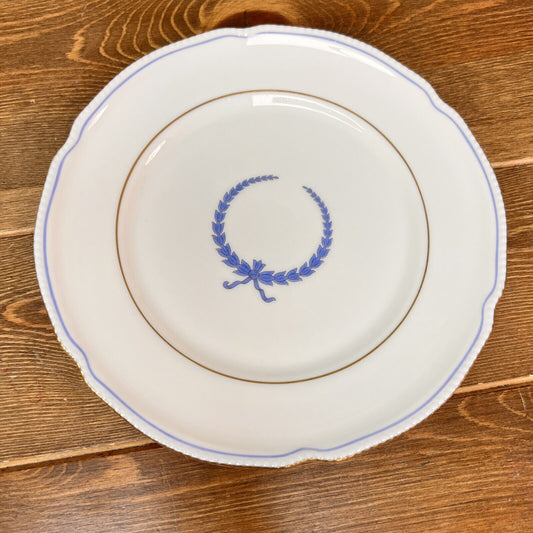 Castleton China  EMPIRE Salad Plates Blue Wreath Gold Trim Vintage Set Of 8 USA