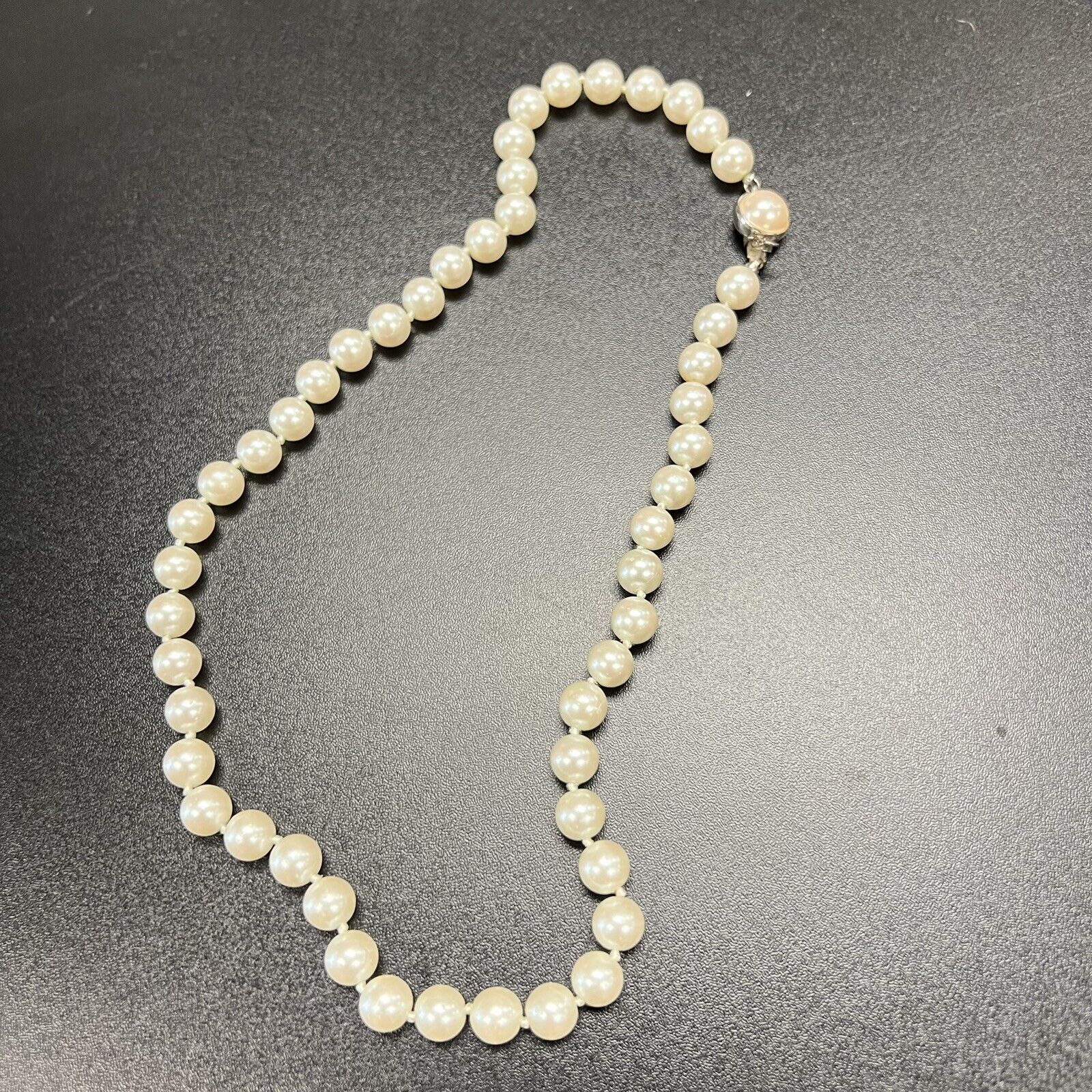 Vintage Carolee Mid Century Double Knotted Signed "Jackie O" Necklace Faux Pearl