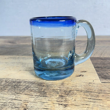 Mexican Blown Glass Mug Cobalt Blue Rim and handle