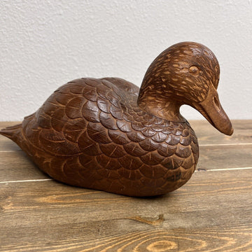 Hand Carved Wood Folk Art Drake Duck Decoy Bird Sculpture Vintage