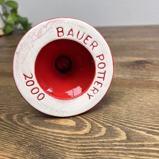 Rare Bauer Pottery Ringware Red  Candle Holder 2000 Los Angeles Vintage