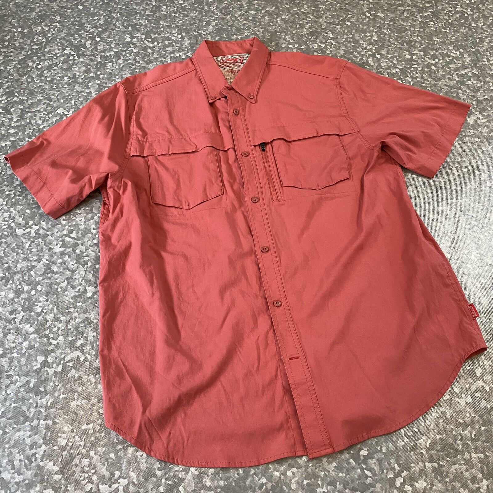 Coleman Outdoor Vented Button Front Short Sleeve Cotton Blend Shirt  XL