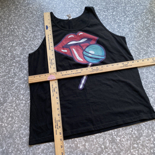 Sucker Lips Black Tank Top T-Shirt Size Large