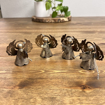 Art Christmas Angels Choir With Book Symbols Candle Horn Wings Set Of 4