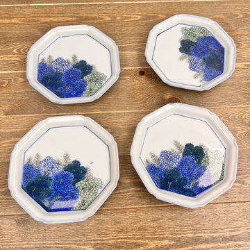 Vintage TAKAHASHi Japan Octagonal set of 4 plates