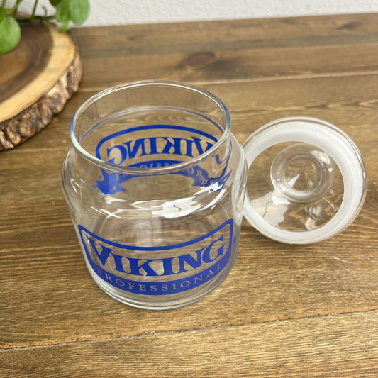 Viking Art Glass Logo Collectible Rare Jar Candy Dish