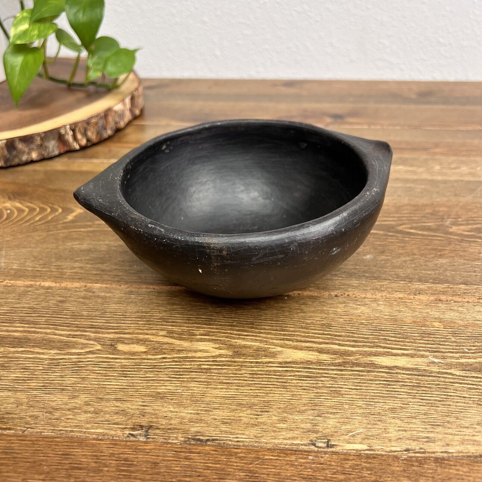 Vintage Hand Crafted Black Ceramic Rounded Bowl Replacement