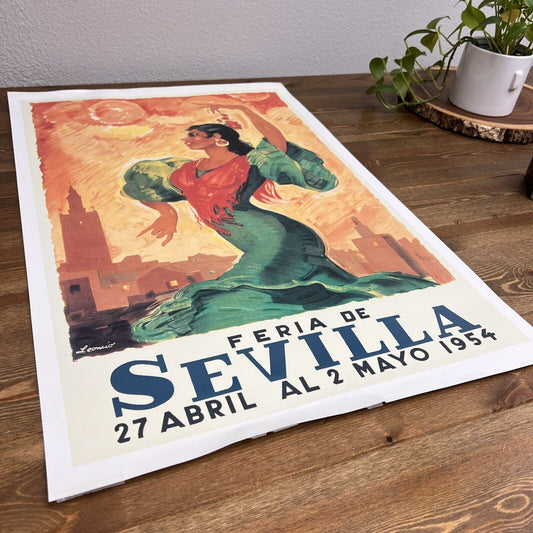 Sevilla Spain 1954 Seville Fair Vintage Poster Print Retro Style Travel Art