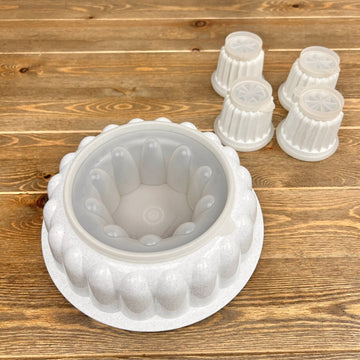 Vintage 5 Piece Tupperware Jello Mold Ice Ring Speckled Gray