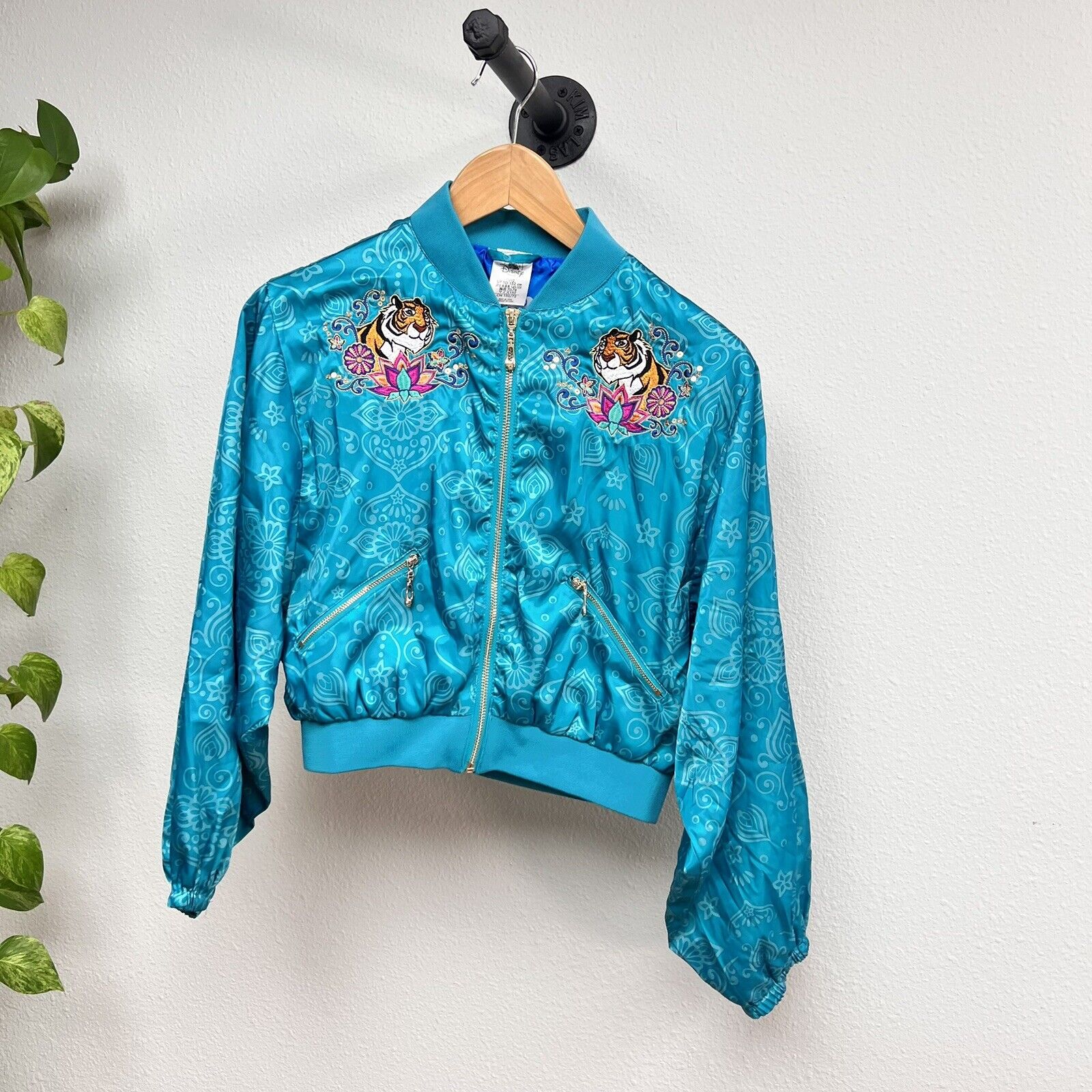 Disney Store Jasmine Jacket Girls Bomber Raja Aladdin Teal Coat Size 11/12