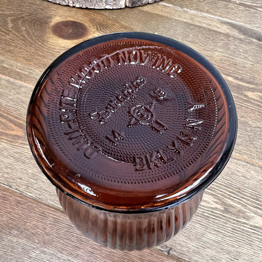 Vintage Duraglas C.W. Products NewYork Brown Glass Cigar Humidor Tobacco Jar