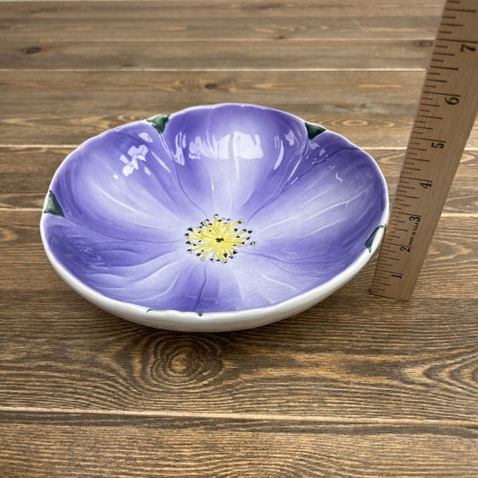 Intrada Ceramic Purple Flower Bowl Made In Italy