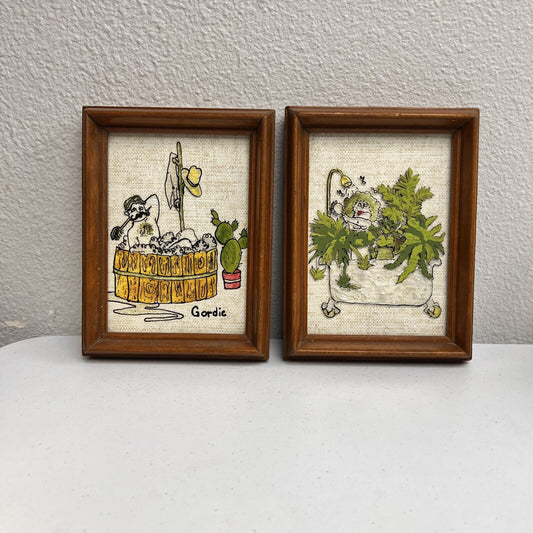 Vintage bathroom wall art pictures Set Of 2 Paint Glass