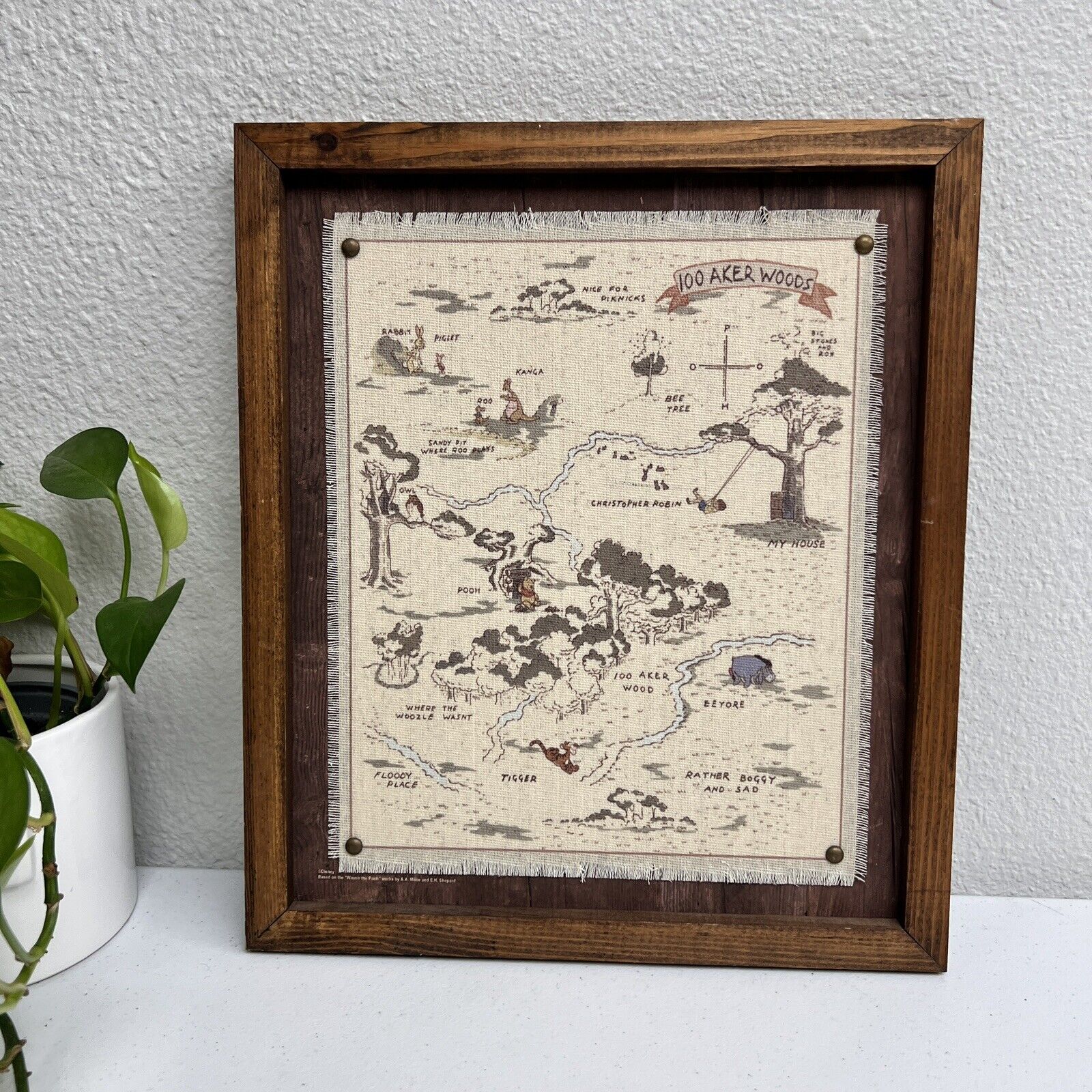 Disney Winnie The Pooh 100 Aker Woods Map Framed Wall Art Canvas 