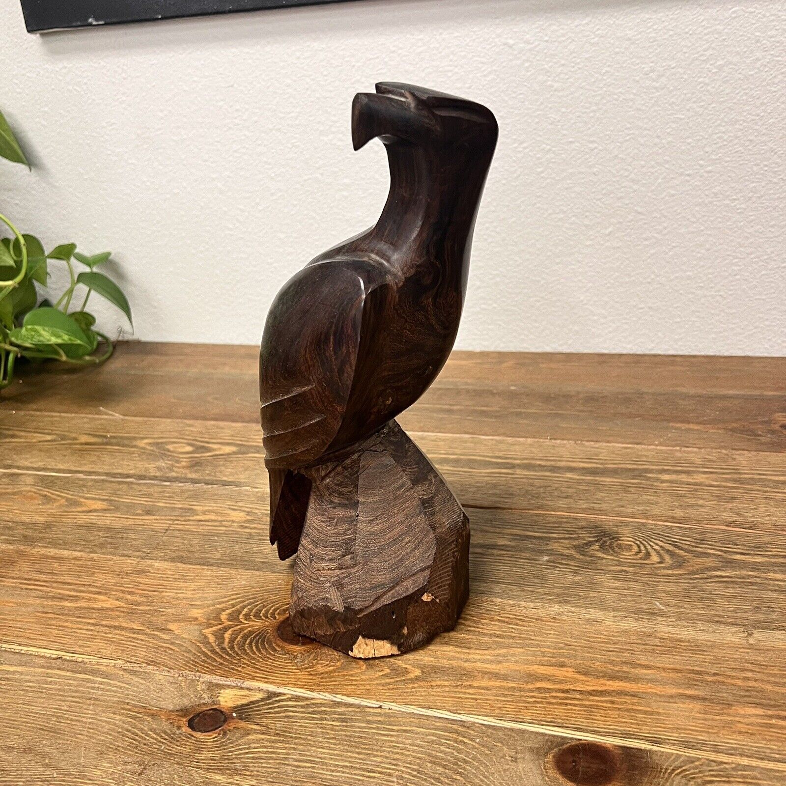 Hand Carved Ironwood Eagle, Falcon, Hawk, Bird Of Prey wood Statue Decor