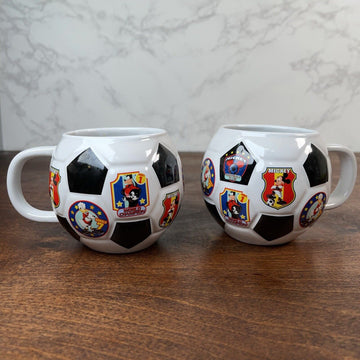 2 Sports Soccer Ball Coffee Mug Cup Pottery Mickey, Donal, Goofy World Champion