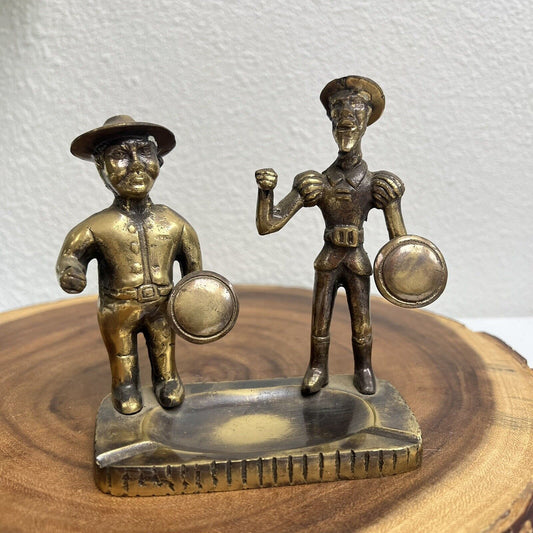 Vintage Don Quixote & Sancho Panza Tin Metal Figurine Ashtray