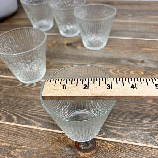 Vtg MCM Jeanette FINLANDIA Tree Bark Ice Clear Old Fashioned Whiskey Glasses 5