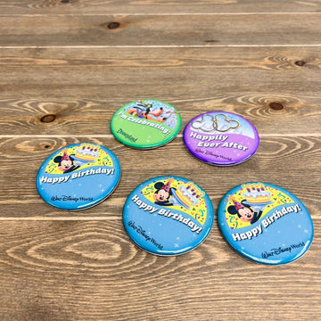 Walt Disney World Celebration Buttons, I'm Celebrating, happy birthday, set of 5