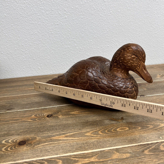 Hand Carved Wood Folk Art Drake Duck Decoy Bird Sculpture Vintage