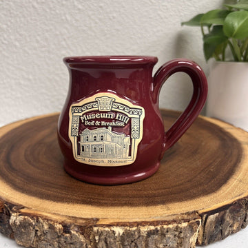 Deneen Pottery Museum Hill Bed & Breakfast Coffee Mug Cup Burgundy St. Joseph MO