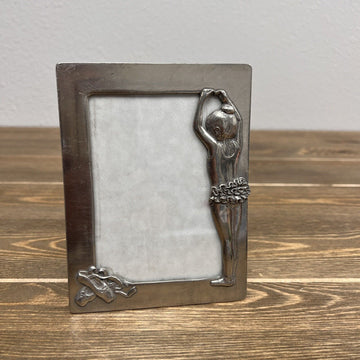 Silver-Tone 3-D Ballerina Metal Photo Frame Picture Free-Standing Seagull Pewter