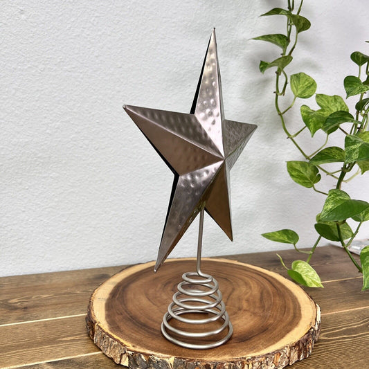 Metal Christmas Star Tree Topper Silver