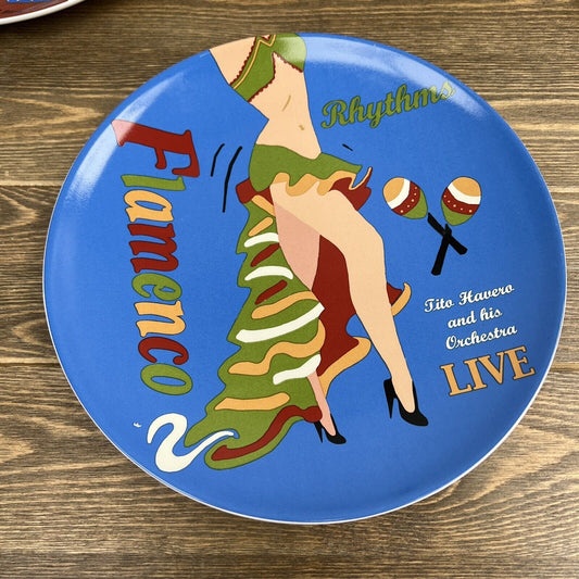 Pottery Barn The Dance Set Of 4 - 10” Dinner Plates Flamenco Rhumba Mambo ChaCha