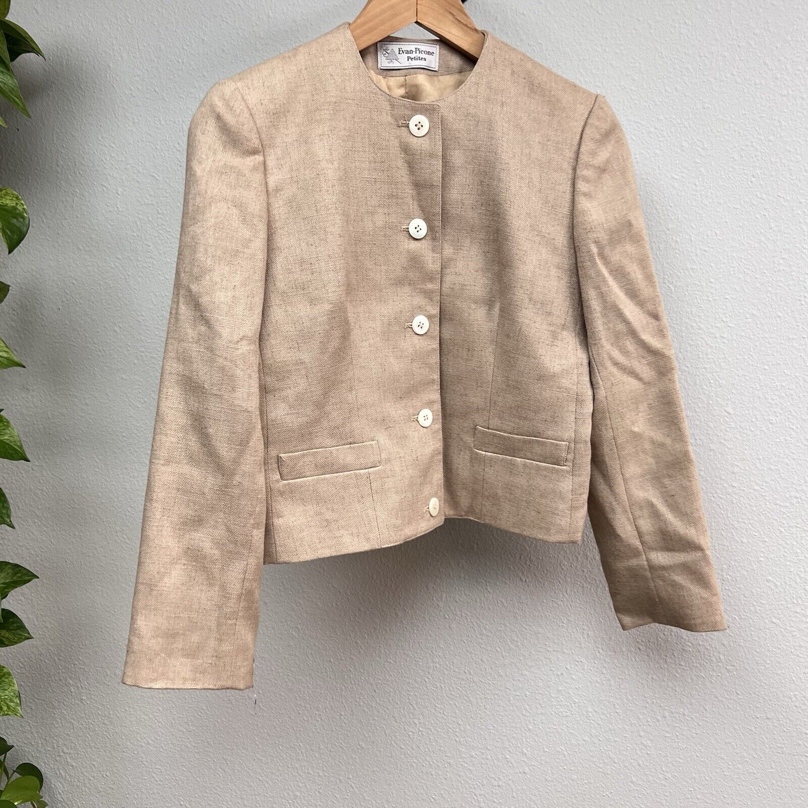 Vintage Evan-Picone Beige Blazer Sz.8 Made In USA