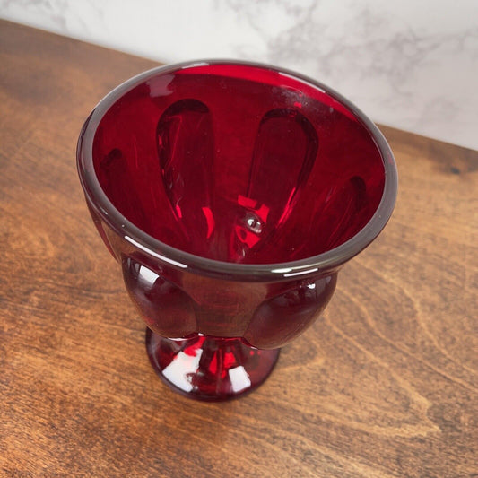 Viking Ruby Red Six Petal Glass Candy Pedestal Bowl Dish