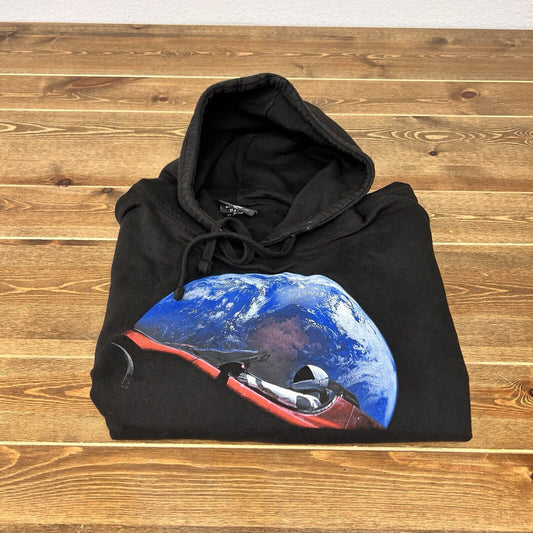 SpaceX Official Hoodie Mens 4XL Black Hooded Sweatshirt Falcon Heavy 2018 Flawed