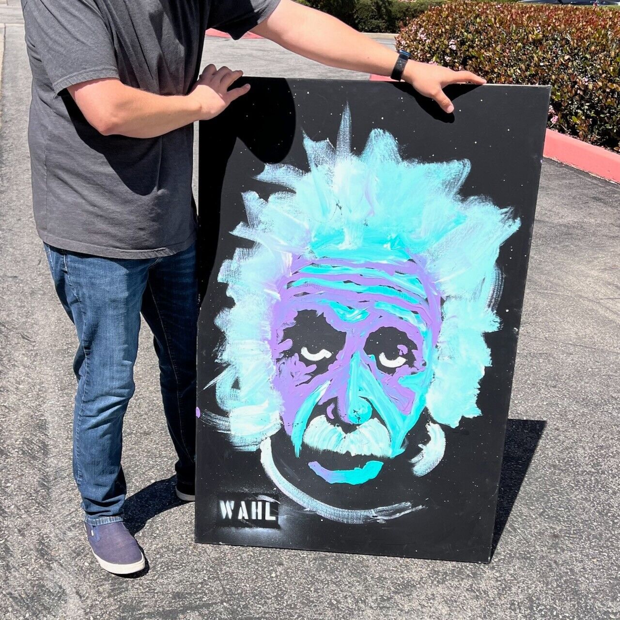 Albert Einstein by Erik Wahl - Original Large Canvas Painting 32"x48" Street Art