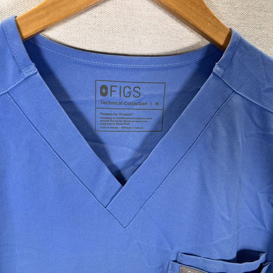 Figs Womens Casma 3 Pocket Scrub Top Shirt Blue Size Medium Style FM1500