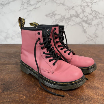 Dr. Martens Youth Lace Up Leather Pink Ankle Boots Size 2 Kids