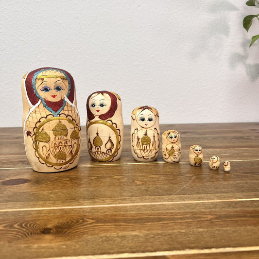 Wooden Russian Hand Painted Nesting Doll Kid Toy Babushka Matryoshka Unfinished