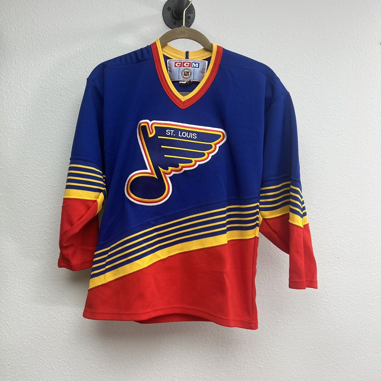 St. Louis Blues Vintage NHL Music Note Hockey Jersey Boys L/xl 90s