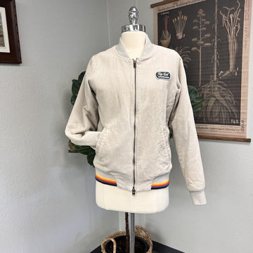 Rip Curl corduroy jacket with patch, embroidered logo, fleece lining size 8