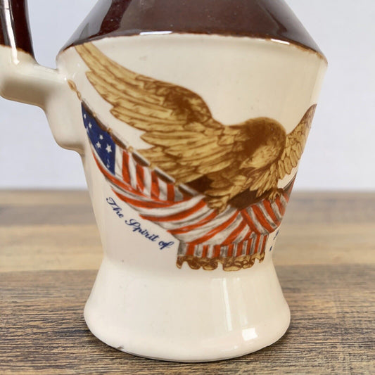 Vintage McCoy Carved Wood Eagle Mini Pitcher Bicentennial Spirit Of 76