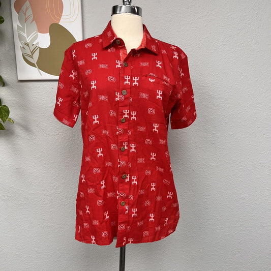 TEXAITO Red Hawaiian cotton shirt MEN Sz M