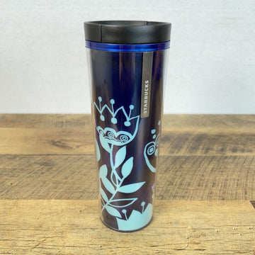 Starbucks Blue Tulip Floral Insulated Travel Coffee Mug Tumbler 16oz - 2013