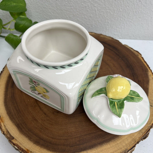 VILLEROY & BOCH French Garden Charm Small Lemon Canister & Lid 6"