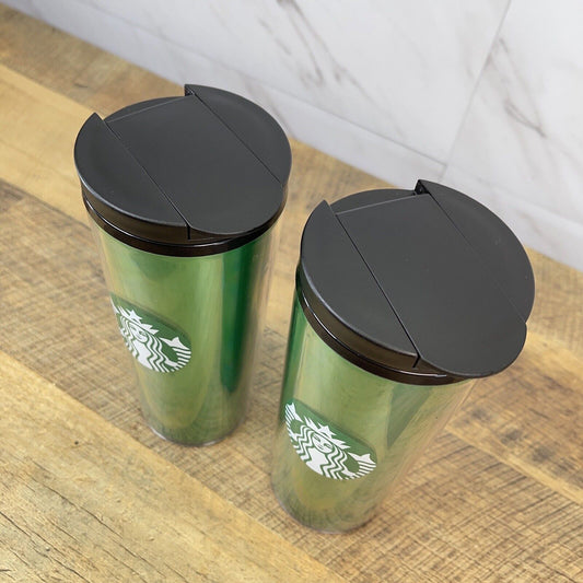 Starbucks 2020Siren Logo Acrylic 16 oz Travel Tumbler Green Cold Cup Set Of 2