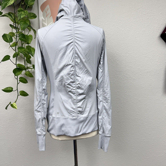 Lululemon In Flux Reversible Jacket Size 12 Off White Hooded Jacket Thumbholes