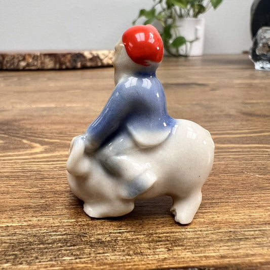 Vintage Wade  Whimsies, Elf Riding A Pig