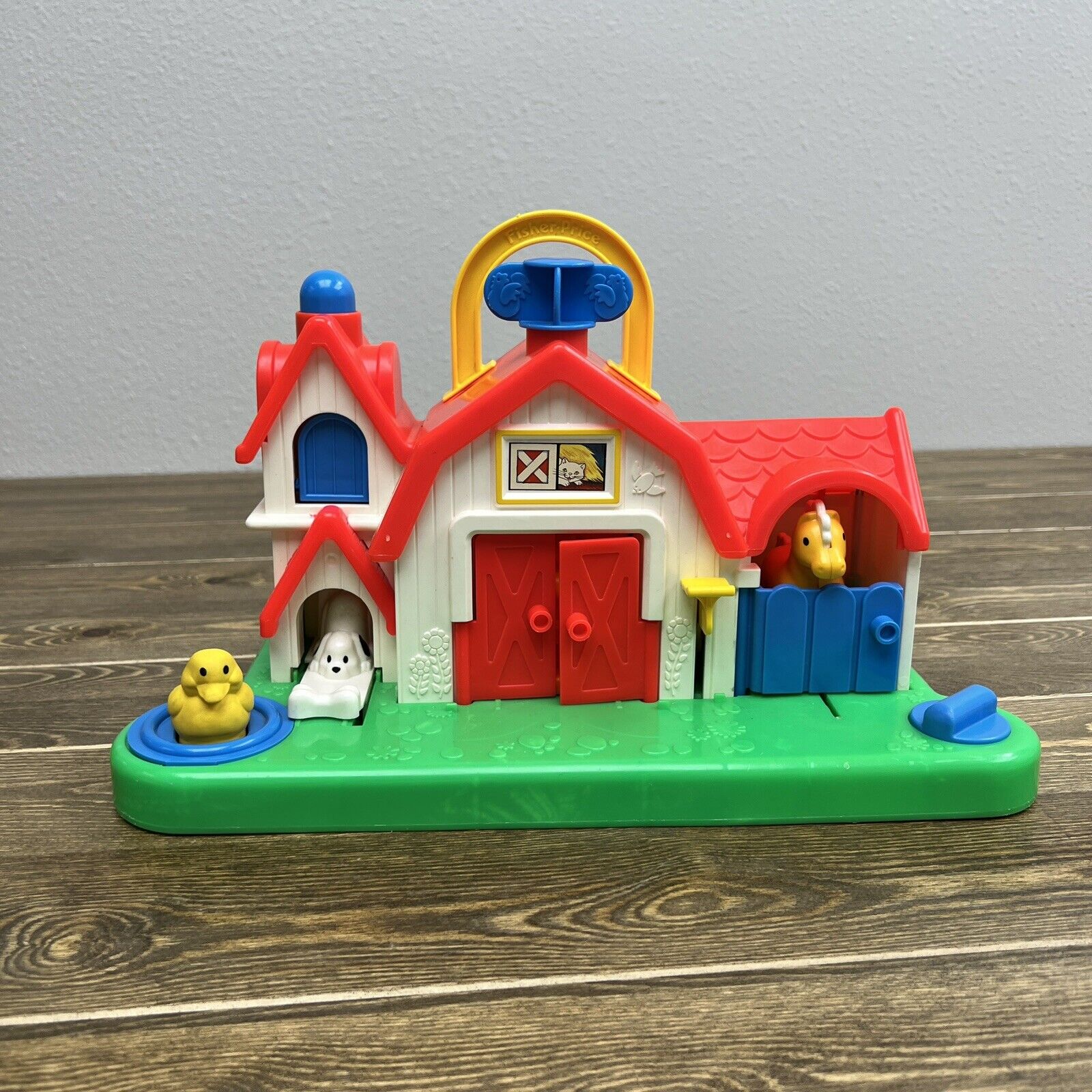 Vintage 1987 Fisher Price Animal Sounds Farm Barnyard Activity Barn